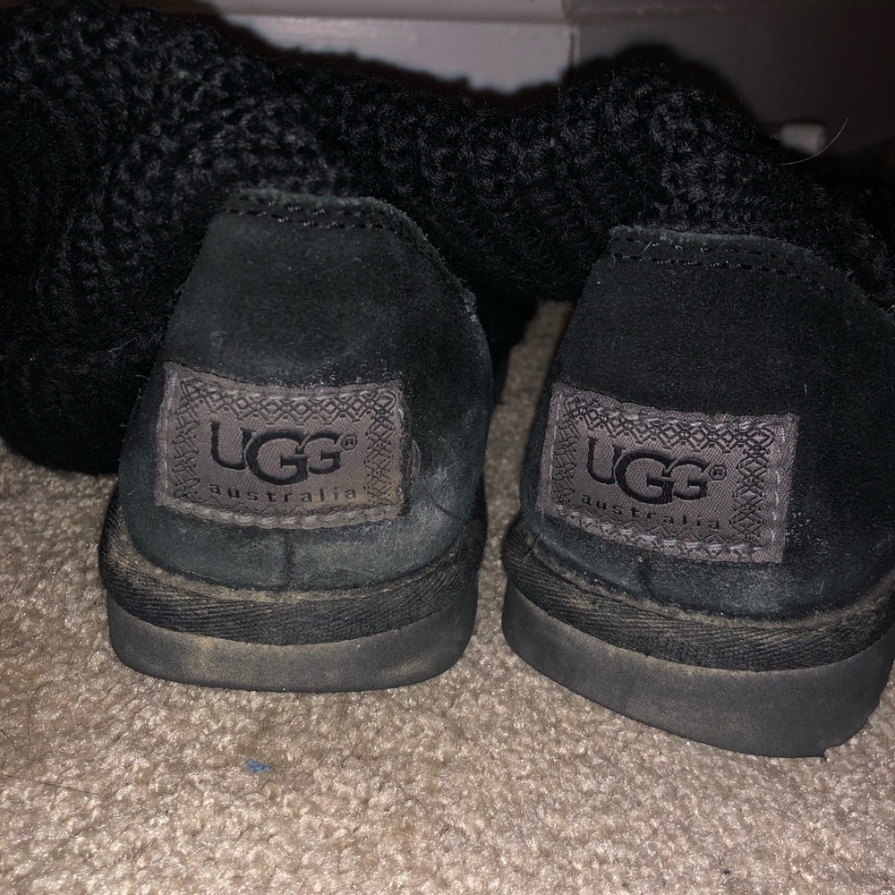 Well worn Black knit UGG boots size 7